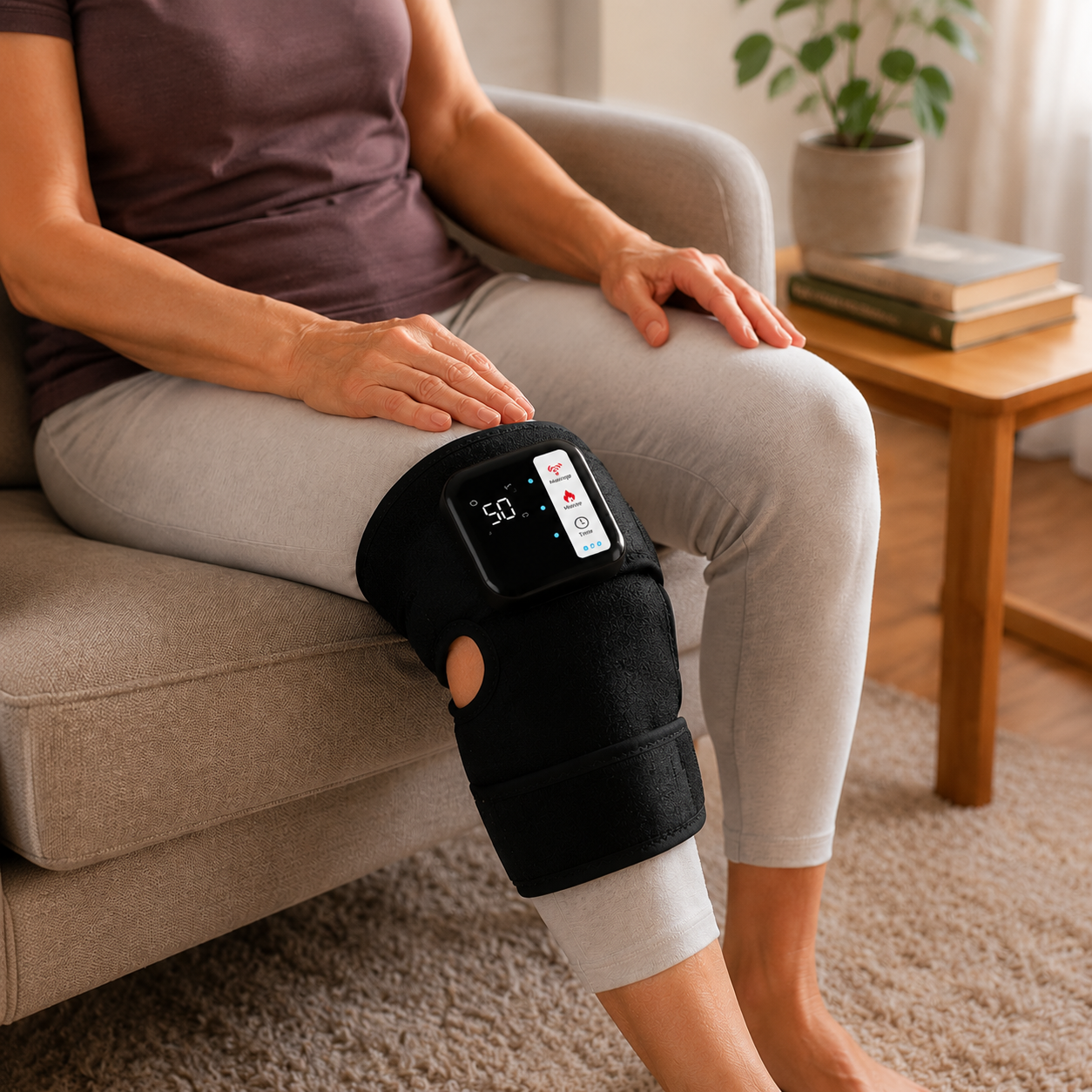 KalmKnee™ – Calor Terapéutico y Masaje Vibratorio para Rodillas, Codos y Hombros